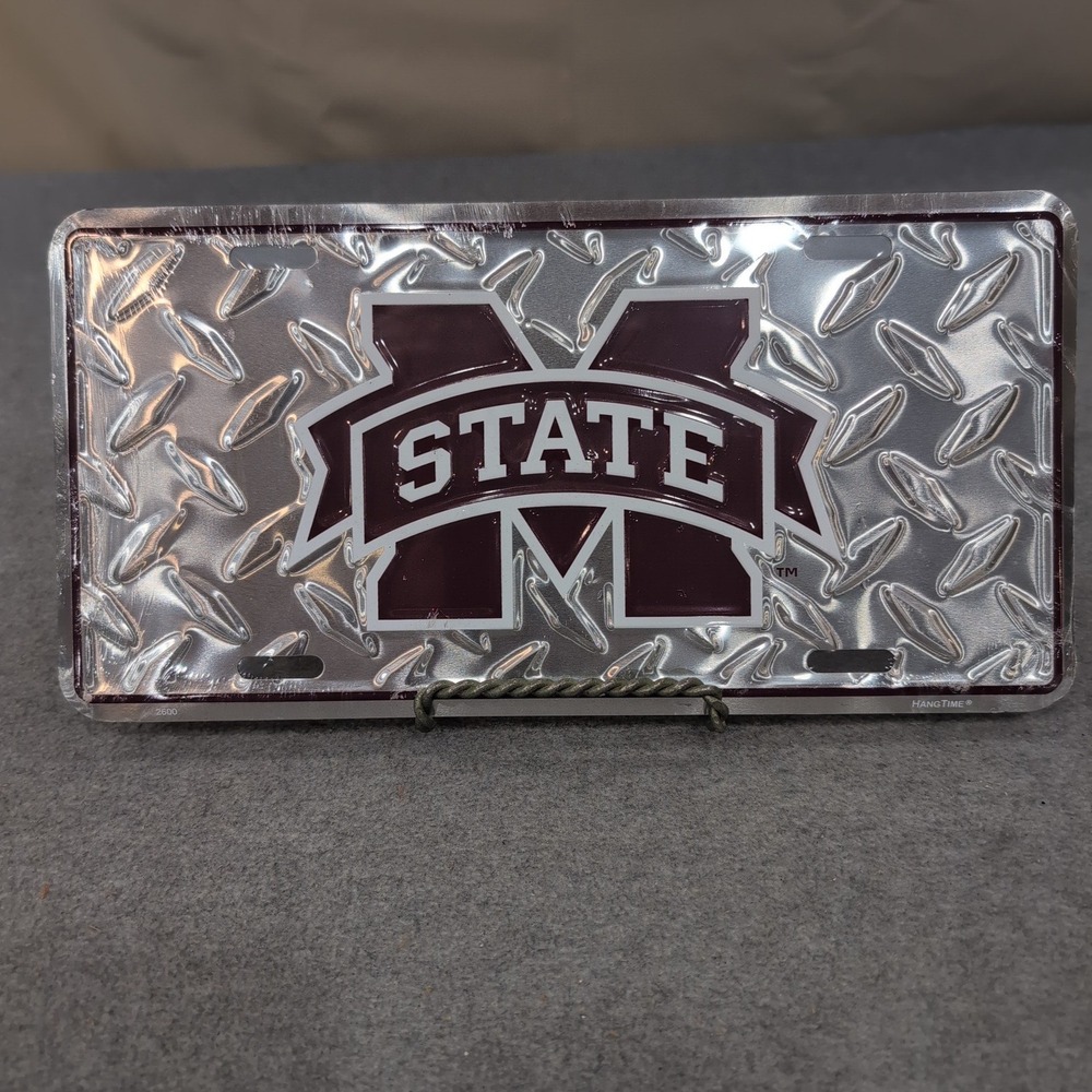Mississippi State Bulldogs License Plate Diamond Plate Metal HangTime MS State - Picture 1 of 3
